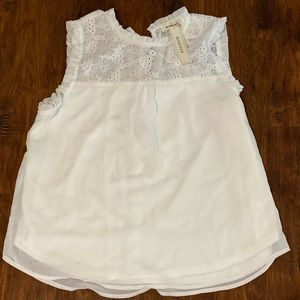 Moneteau embroidered eyelet lined top